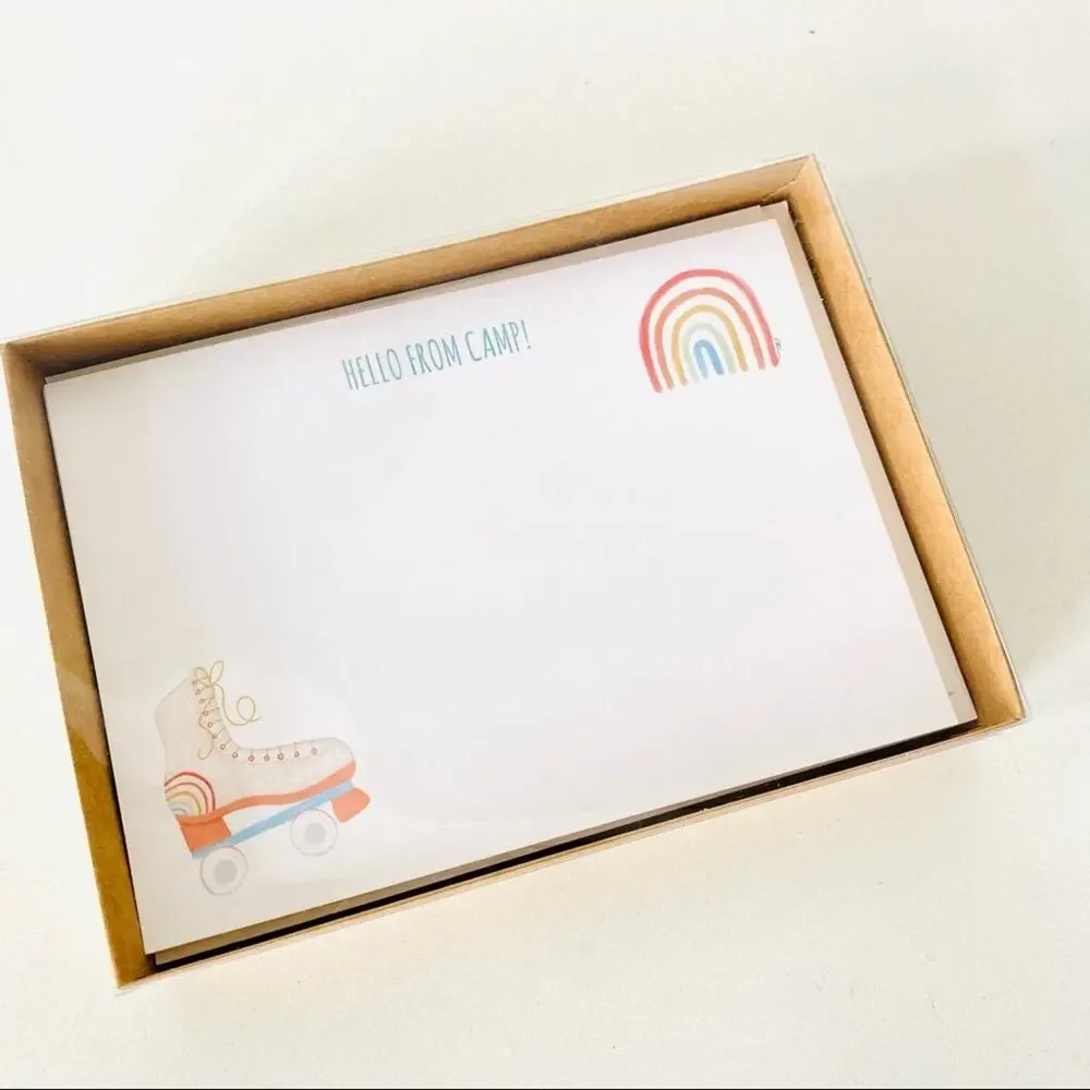 NEW ANTHROPOLOGIE White Rainbow Illustrated Camp Retro Skate Card Notecards s/10